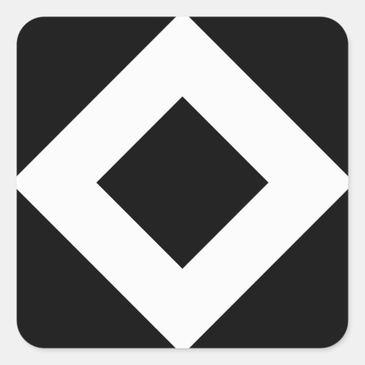 Schwarzer Diamant, feine weiße Grenze Quadratischer Aufkleber (Vorderseite)