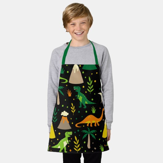 Schwarzer Dinosaurier Dino Vulkan Schürze (Getragen)