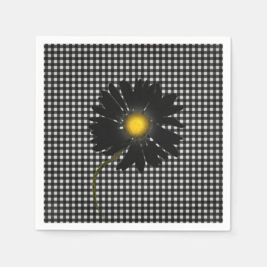 Schwarzer Disan auf Gingham-Hintergrund Serviette (Vorderseite)