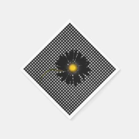 Schwarzer Disan auf Gingham-Hintergrund Serviette (Ecke)