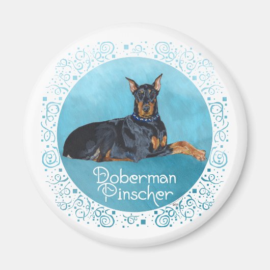 Schwarzer Dobermann Pinscher Magnet (Vorne)