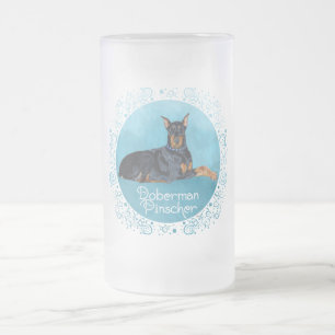 Schwarzer Dobermann Pinscher Mattglas Bierglas