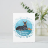Schwarzer Dobermann Pinscher Postkarte (Stehend Vorderseite)
