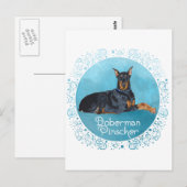 Schwarzer Dobermann Pinscher Postkarte (Vorne/Hinten)