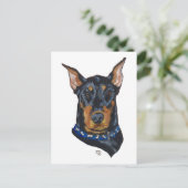 Schwarzer Dobermann Pinscher Postkarte (Stehend Vorderseite)
