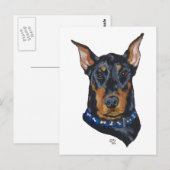 Schwarzer Dobermann Pinscher Postkarte (Vorne/Hinten)