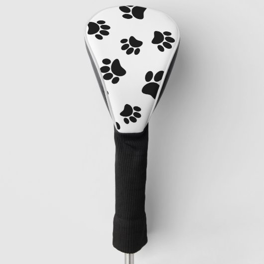 Schwarzer Dog Paw Druckmuster Golf Headcover (Vorderseite)