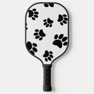 Schwarzer Dog Paw Druckmuster Pickleball Schläger