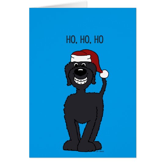 Schwarzer Doodle Santa Karte