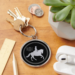 Schwarzer Doppelsilber Rahmen Reittier Schlüsselanhänger