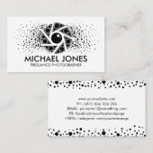 Schwarzer Dot Art Spritzer Kamerasockel Visitenkarte (Vorne/Hinten)