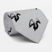 Schwarzer Drache auf grau Krawatte (Gerollt)