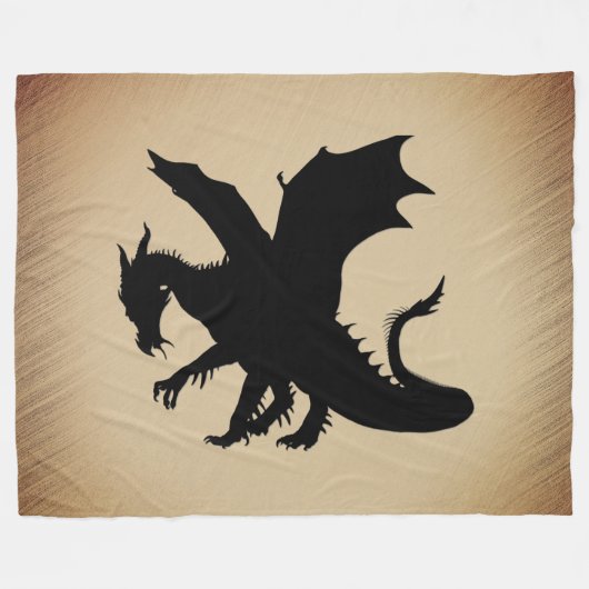 Schwarzer Drache auf rustikalem Hintergrund Fleecedecke (Vorderseite (Horizontal))