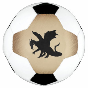 Schwarzer Drache auf rustikalem Hintergrund Fußball