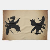 Schwarzer Drache auf rustikalem Hintergrund Geschirrtuch (Horizontal)