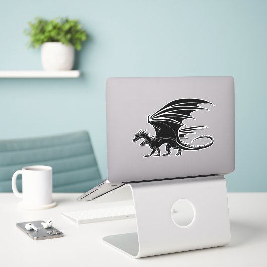 Schwarzer Drache Aufkleber (Laptop auf Schreibtisch)
