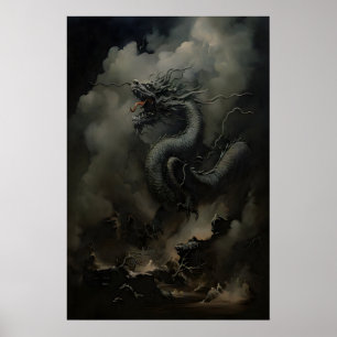 Schwarzer Drache Dark Academia, Chinesisches Neuj Poster