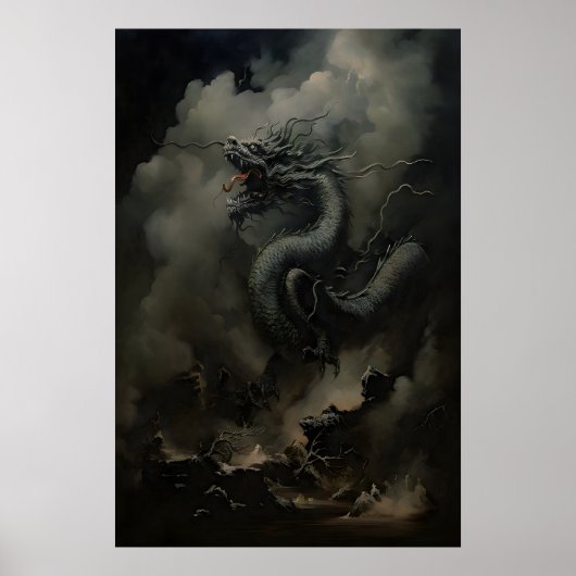 Schwarzer Drache Dark Academia, Chinesisches Neuj Poster (Vorne)
