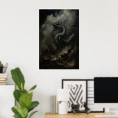 Schwarzer Drache Dark Academia, Chinesisches Neuj Poster (Heimbüro)
