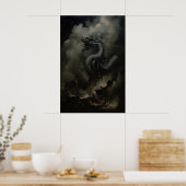 Schwarzer Drache Dark Academia, Chinesisches Neuj Poster (Küche)