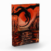 Schwarzer Drache fliegt Fotoblock (Links)