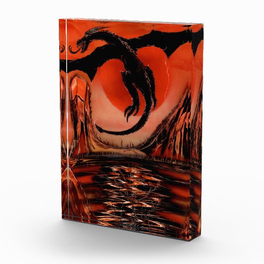 Schwarzer Drache fliegt Fotoblock (Rechts)