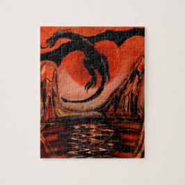 Schwarzer Drache fliegt Puzzle