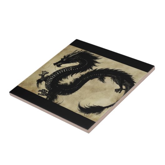 Schwarzer Drache Fliese (Seite)