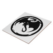 Schwarzer Drache große Fliese (Seite)