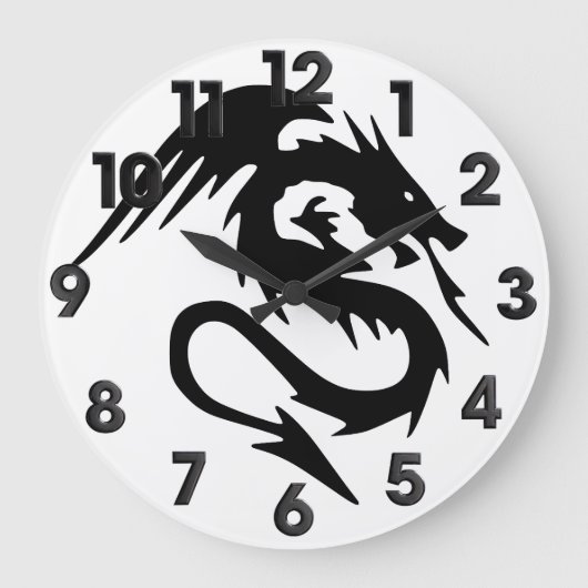 Schwarzer Drache Große Wanduhr (Vorderseite)