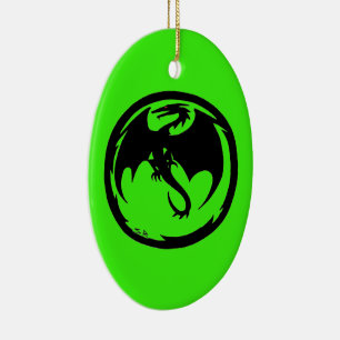 Schwarzer Drache Grüne Keramik Ornament
