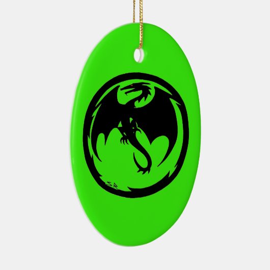Schwarzer Drache Grüne Keramik Ornament (Rechts)