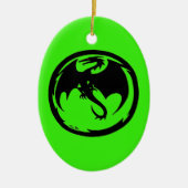 Schwarzer Drache Grüne Keramik Ornament (Vorne)