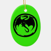 Schwarzer Drache Grüne Keramik Ornament (Hinten)