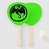 Schwarzer Drache grüne Paddel-Handfächer Fächer (Vorne und Hinten)
