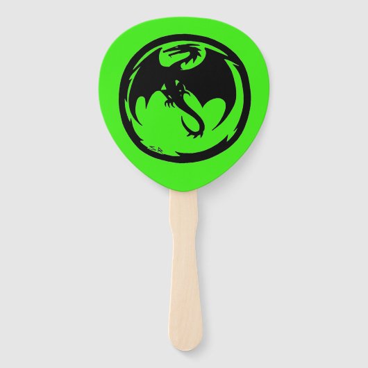Schwarzer Drache grüne Paddel-Handfächer Fächer (Vorderseite)