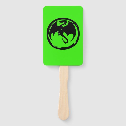 Schwarzer Drache grüne rechteckige Handfächer (Vorderseite)