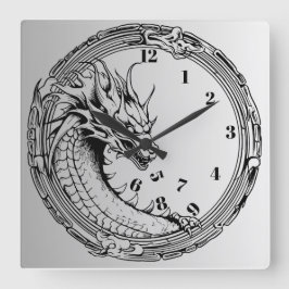 Schwarzer Drache isst die Uhr der Zeit