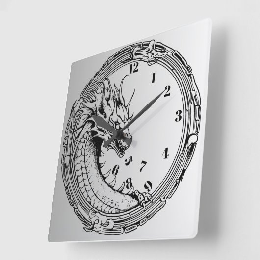 Schwarzer Drache isst die Uhr der Zeit (Winkel)