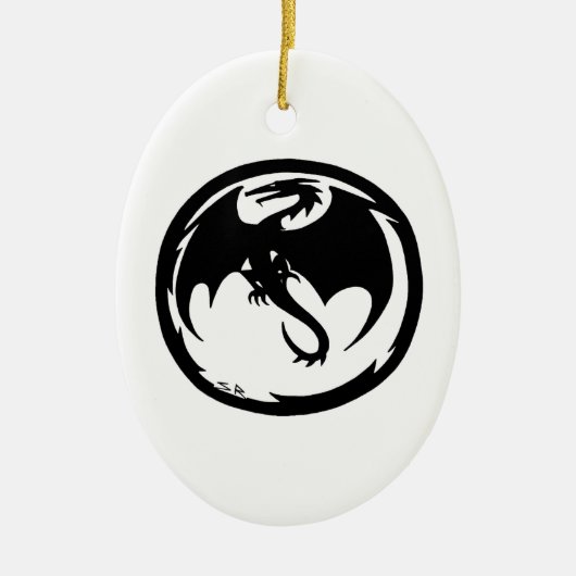 Schwarzer Drache-Keramik Keramik Ornament (Vorne)