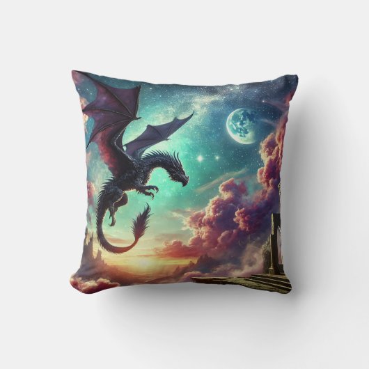 Schwarzer Drache Kissen (Vorderseite)