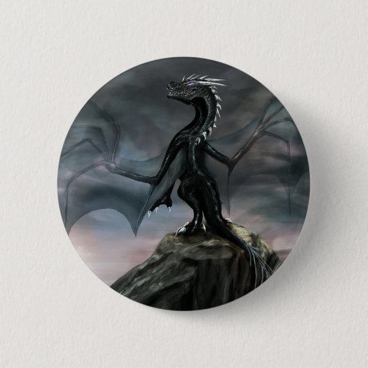 Schwarzer Drache-Knopf Button (Vorderseite)