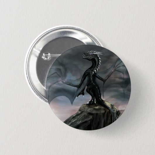 Schwarzer Drache-Knopf Button (Vorne & Hinten)