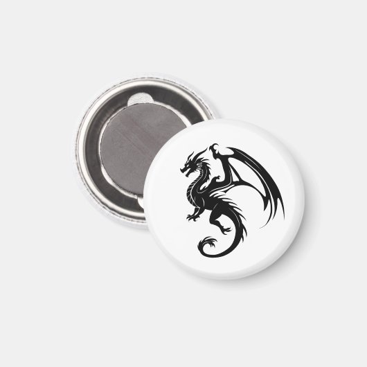 Schwarzer Drache Magnet (Vorderseite/Rückseite)