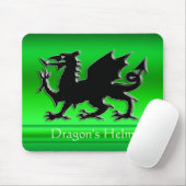 Schwarzer Drache mit dem Bossaussehen auf grünem C Mousepad (Mit Mouse)