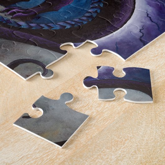 Schwarzer Drache mit nächtlichem Himmel durch Puzzle (Seite)