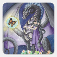 Schwarzer Drache mit Schmetterlingsdrache