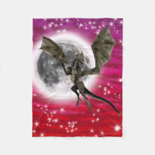 Schwarzer Drache - Mythische Fantasy-Kreatur Rote Fleecedecke