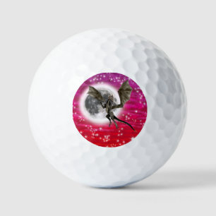 Schwarzer Drache - Mythische Fantasy-Kreatur Rote  Golfball
