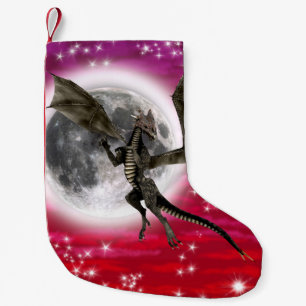 Schwarzer Drache - Mythische Fantasy-Kreatur Rote Kleiner Weihnachtsstrumpf